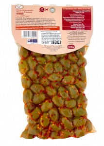 Olives vertes grecques aux piments en sous vide ELLIE 500 g