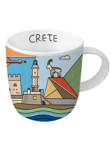 Mug en céramique illustré Crète line collage WHAT A BRAND 330 ml