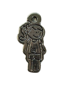 Pendentif "Petites Filles" en métal argenté 2,5 cm