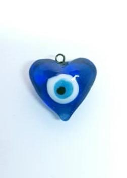  Pendentif breloque mauvais Œil bleu ciel en forme de cœur en verre 1.8x1.8 cm
