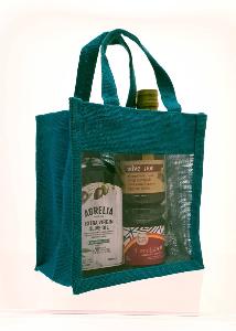 Sac de toile de jute Bleu foncé avec fenêtre20X13X20