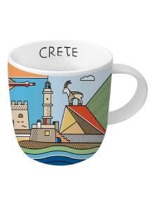 Mug en céramique illustré Crète line collage WHAT A BRAND 330 ml