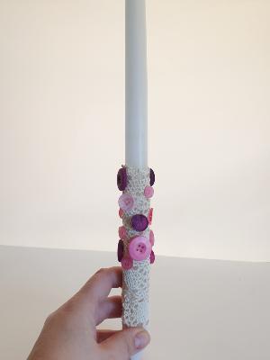 lambada - Bougies avec décoration faite main  - Boutons et dentelle