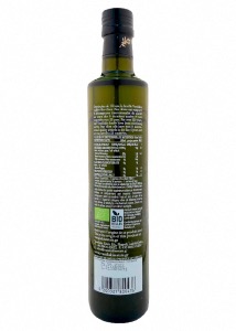  Huile d’olive vierge extra biologique “V”,  bouteille en verre de 500 ml