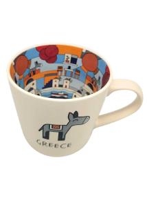 Mug en céramique Grèce illustré – Âne grec & décor intérieur coloré WHAT A BRAND