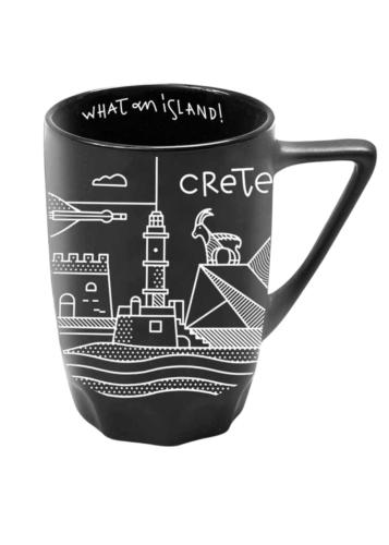 Mug en céramique illustré Crète line collage noir WHAT A BRAND 330 ml