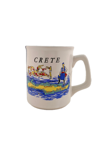 Tasse à thé - motif le Crétois et le taureau en blanc et bleu