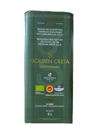 Huile d'olive vierge extra BIO de Crète GOLDEN CRETA SAVOUIDAKIS 5 L