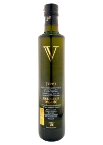  Huile d’olive vierge extra biologique “V”,  bouteille en verre de 500 ml