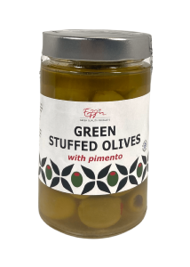 Olives vertes grecques farcies aux poivrons rouges bocal 190 g net