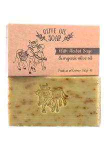 Savon naturel à la sauge et et à l'huile d'olive BIO SPANAKIS 150 g et pochon