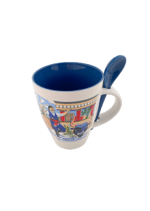 Tasse à thé avec sa cuillère - motif le minotaure et Knossos