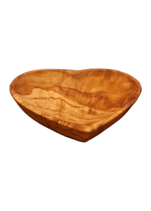 Coupelle en bois d'olivier en forme de cœur RIZES 13X10 cm