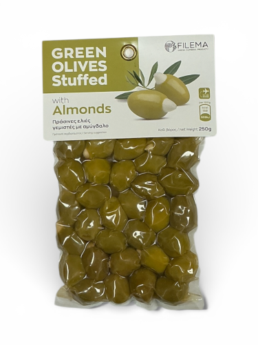 Olives grecques vertes Atlas farcies à l’amande FILEMA 250 g