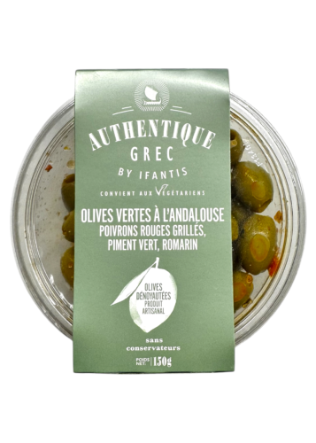 Olives vertes dénoyautées à l'andalouse AUTHENTIQUE GREC BY IFANTIS 150 g