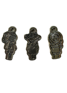 Pendentif "Petites Filles" en métal argenté 2,5 cm