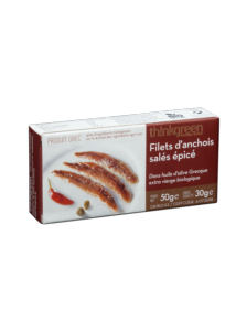 Anchois épicés et salés de la mer Égée, à l'huile d'olive BIO THINKGREEN 50 g