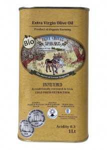  Huile d'olive extra vierge biologique 0.3 acidité SPANAKIS en bidon 1 l