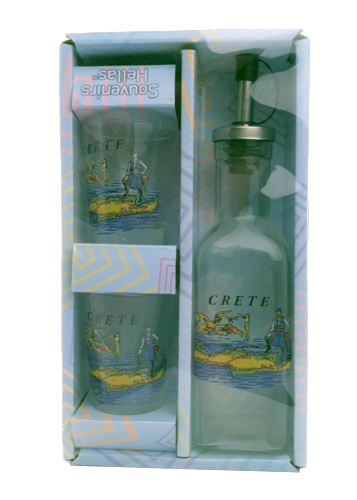 Coffret cadeau avec 1 bouteille 100 ml et 2 verres de raki de Crète