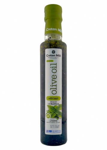 Huile d’olive vierge extra infusée au basilic CRETAN MILL 250 ml