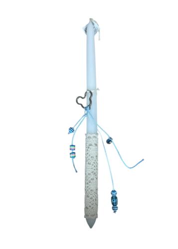 Bougie de Pâques décorée de perles et breloque - Lambada 42 cm