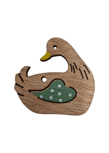 Canard en bois en bleu ptrole  suspendre avec 2 trous 5 cm