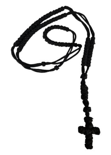 Chapelet de nœuds en cire noire, longueur de 45 cm