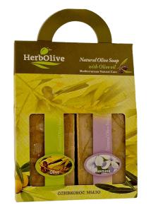 Coffret de 2 savons nature et au jasmin Herbolive 2x100 g