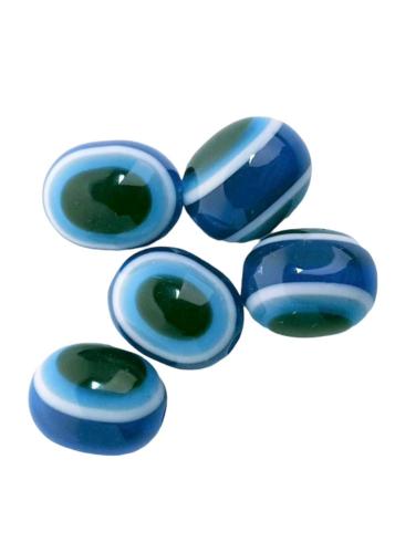 10 perles ovales œil grec en résine différents couleurs 0.8 cm, trou 1.5 mm