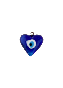 Pendentif breloque mauvais il bleu ciel en forme de cur en verre 1.8x1.8 cm