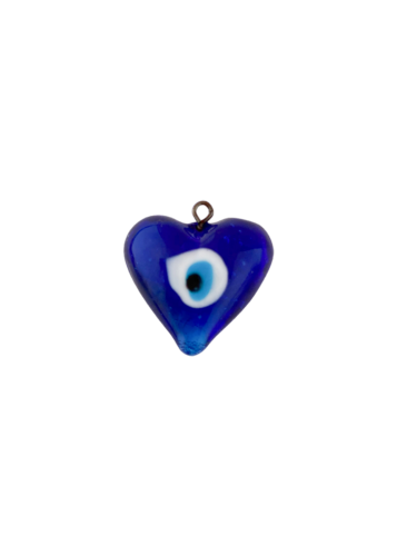 Pendentif breloque mauvais Œil bleu ciel en forme de cœur en verre 1.8x1.8 cm