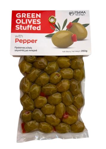 Olives grecques vertes Atlas farcies au poivron FILEMA 250 g