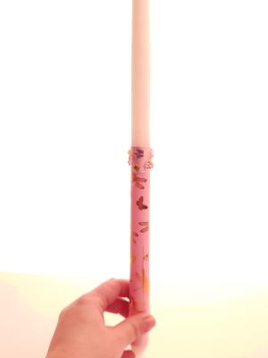 lambada - Bougies avec décoration faite main - Rose avec strass