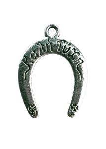 Pendentif fer  cheval mtal argent "Kali Tichi = Bonne chance" 2.5x2cm