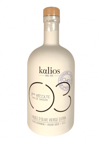 Huile d’olive KALIOS 03 Cheffe Amandine chaignot Récolte fin de saison 500 ml