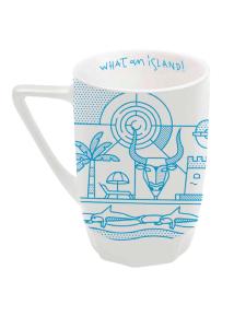 Mug en céramique illustré Crète line collage blanc  WHAT A BRAND 330 ml