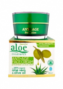 Crme anti-ge prvention  l'aloe vera et  l'huile d'olive ALOE TREASURES 50ml