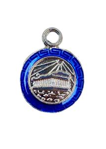 Pendentif maill bleu-argent "Le Parthnon" 1,9 x 2,4 cm